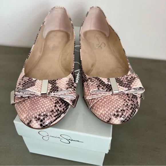 Jessica Simpson Marieta Ballet Flat Snake Print Bow Flat Women’s Size 10 M - Picture 6 of 17